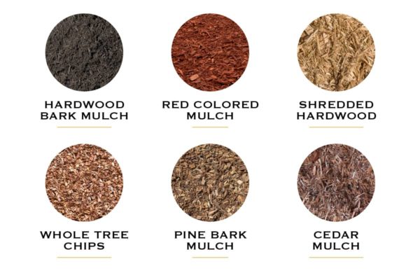 Graphic featuring many popular types of premium mulch