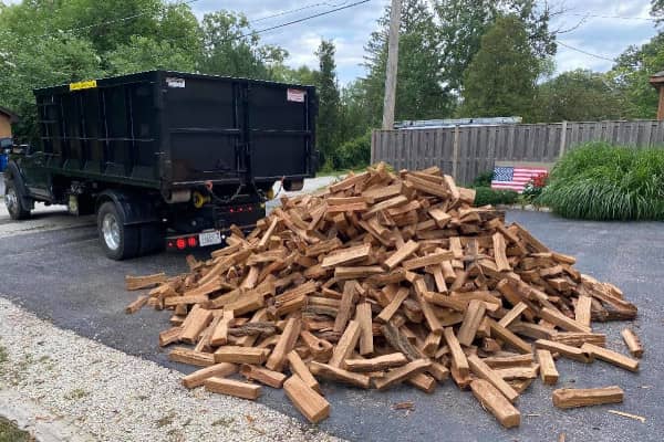 Truck delivering kiln-dried firewood in Schaumburg, IL