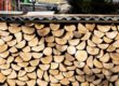 A face cord of wood in a log store
