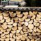 A face cord of wood in a log store