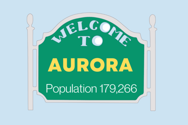 Sign welcoming people to Aurora, IL, where we deliver firewood