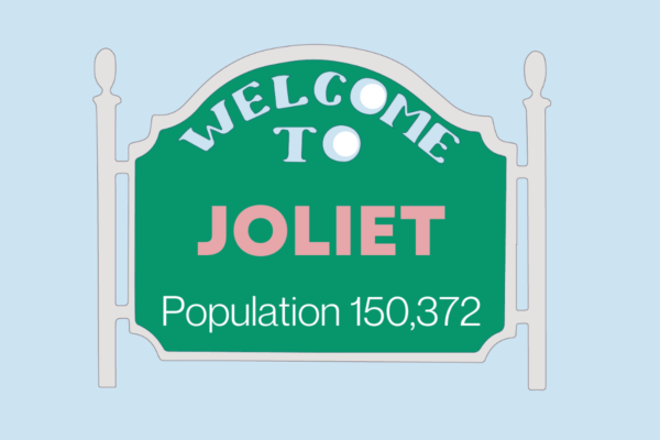 Sign welcoming people to Joliet, IL, where we deliver firewood