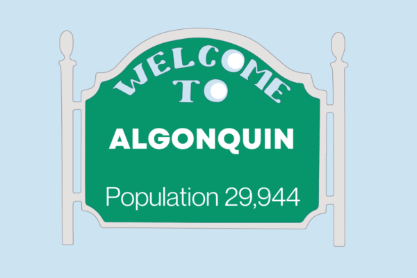Sign welcoming people to Algonquin, IL, where we deliver firewood