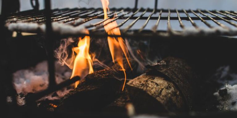 Cooking wood in a grill