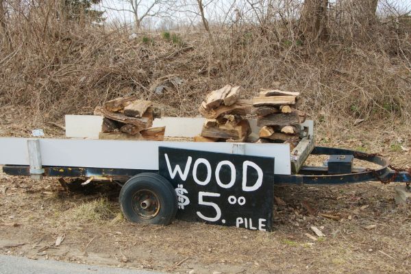 $5 firewood in a trailer
