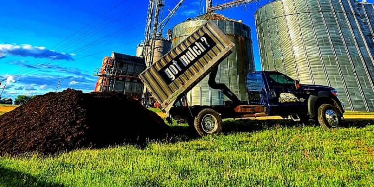 Premium mulch delivered by a truck from Lumberjacks
