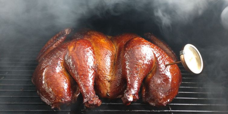 Smoking a Turkey on Smoker Grill
