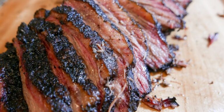 Smoked brisket carved and ready to eat