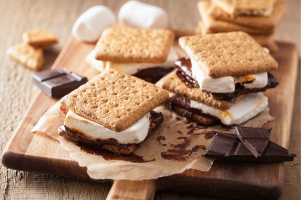 Smores from campfire wood